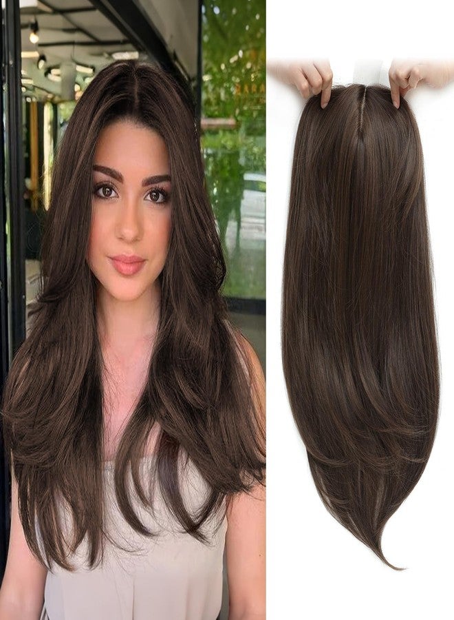 Ms Taj 18 Inch Hair Topper for Women with Thinning Hair - 6.5"X6.5" Long Layered Synthetic Hair Pieces - Fiber Wiglets for Ladies(12/4A) - Image 1